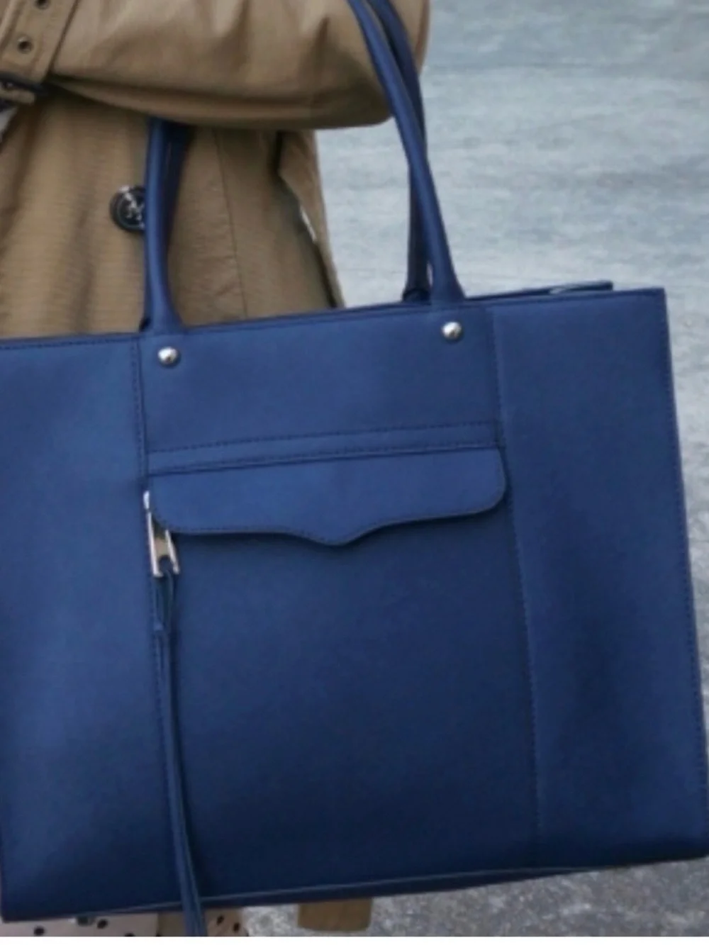 Cardinal blue Leather Tote Bag women  - Classic Rebecca Minkoff large  mint